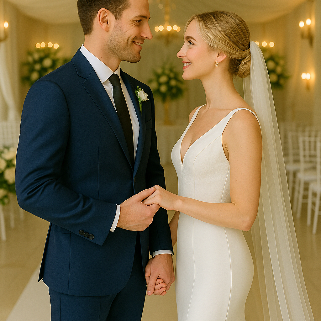 สูทเจ้าบ่าวเช่าตัดใหม่ สีกรมท่าคลาสสิก | Classic Navy Blue Groom Suit for Rent