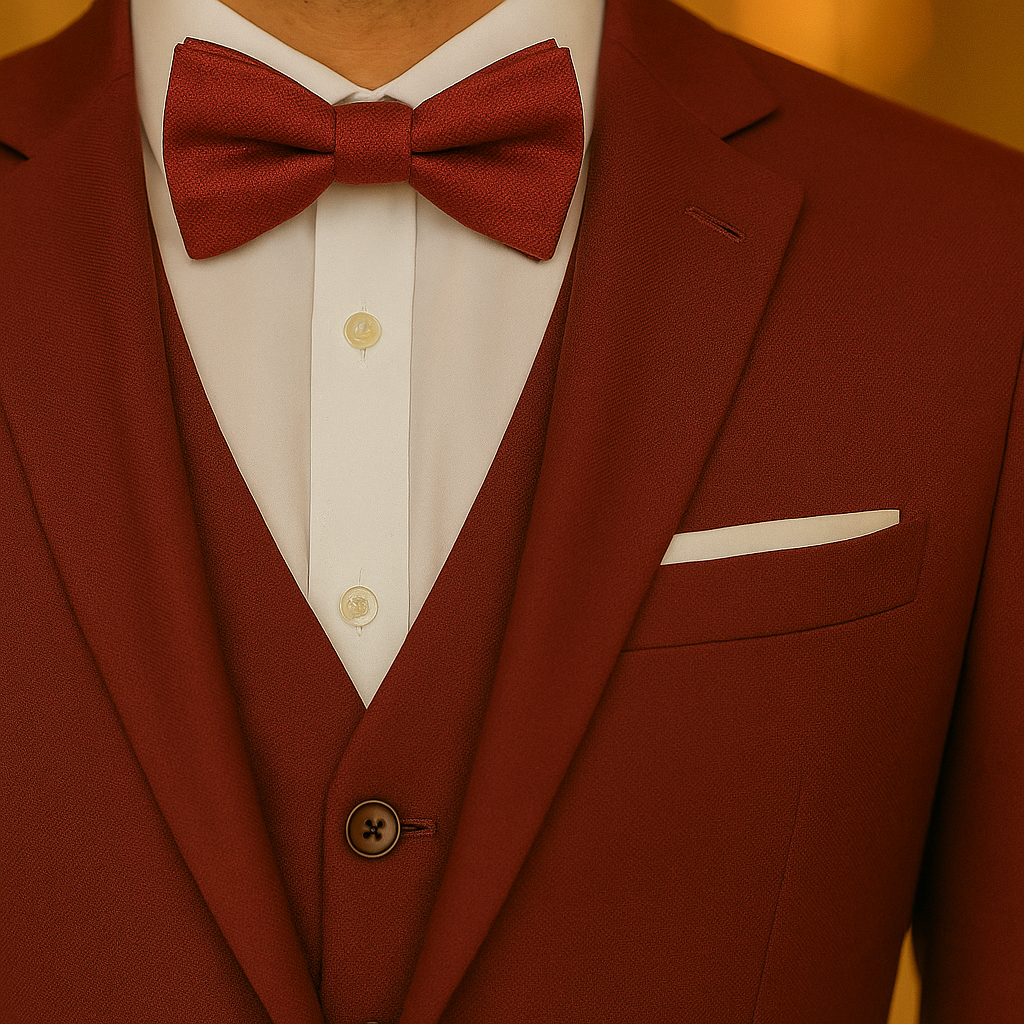 สูททักซิโด้สีแดงไวน์สุดหรู | Wine Red Tuxedo