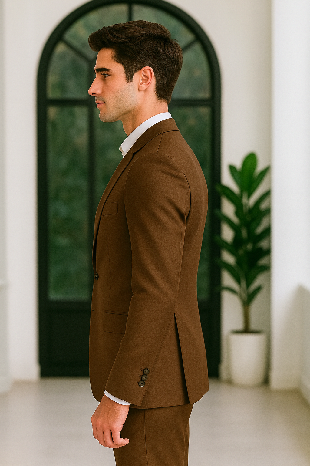 Samuel2in1 Brown Suit - Classic Notch Lapel