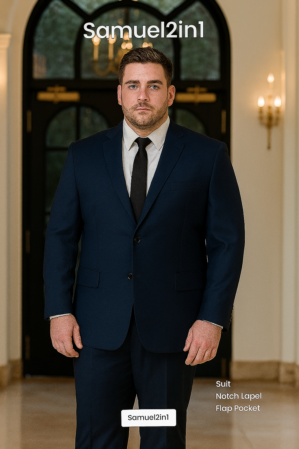 สูทเช่าตัดใหม่ สีกรม ไซส์ใหญ่ (3XL–6XL) Plus Size Suit – Navy (3XL–6XL Made-to-Order)