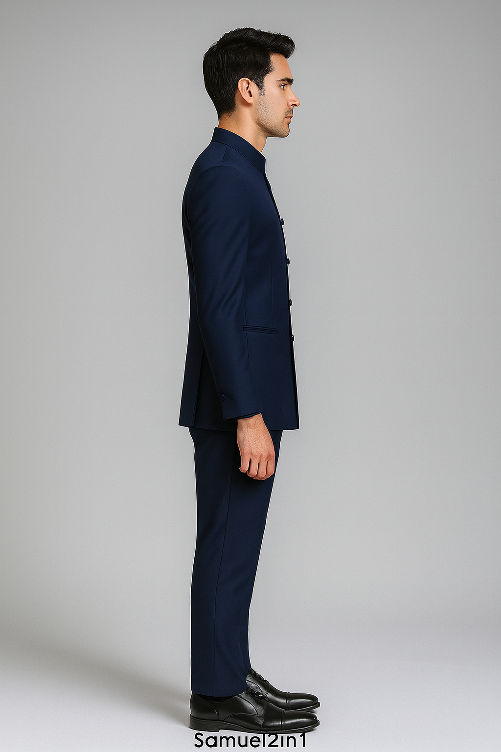 Samuel2in1 Navy Blue Suit - Chinese Collar