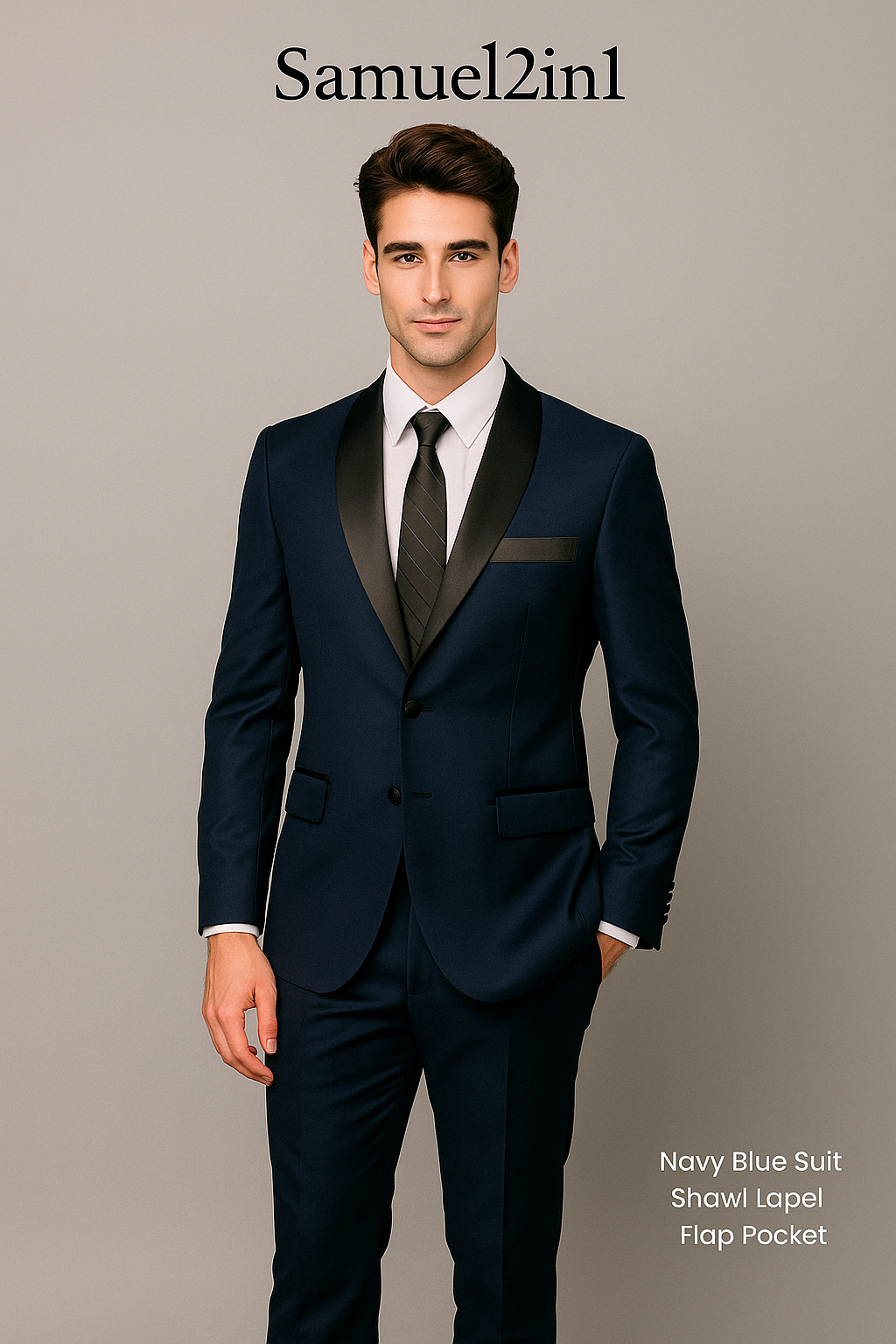 สูทสีน้ำเงินเข้มปกแหลม (Made to Order) / Navy Blue Peak Lapel Suit - Made to Order
