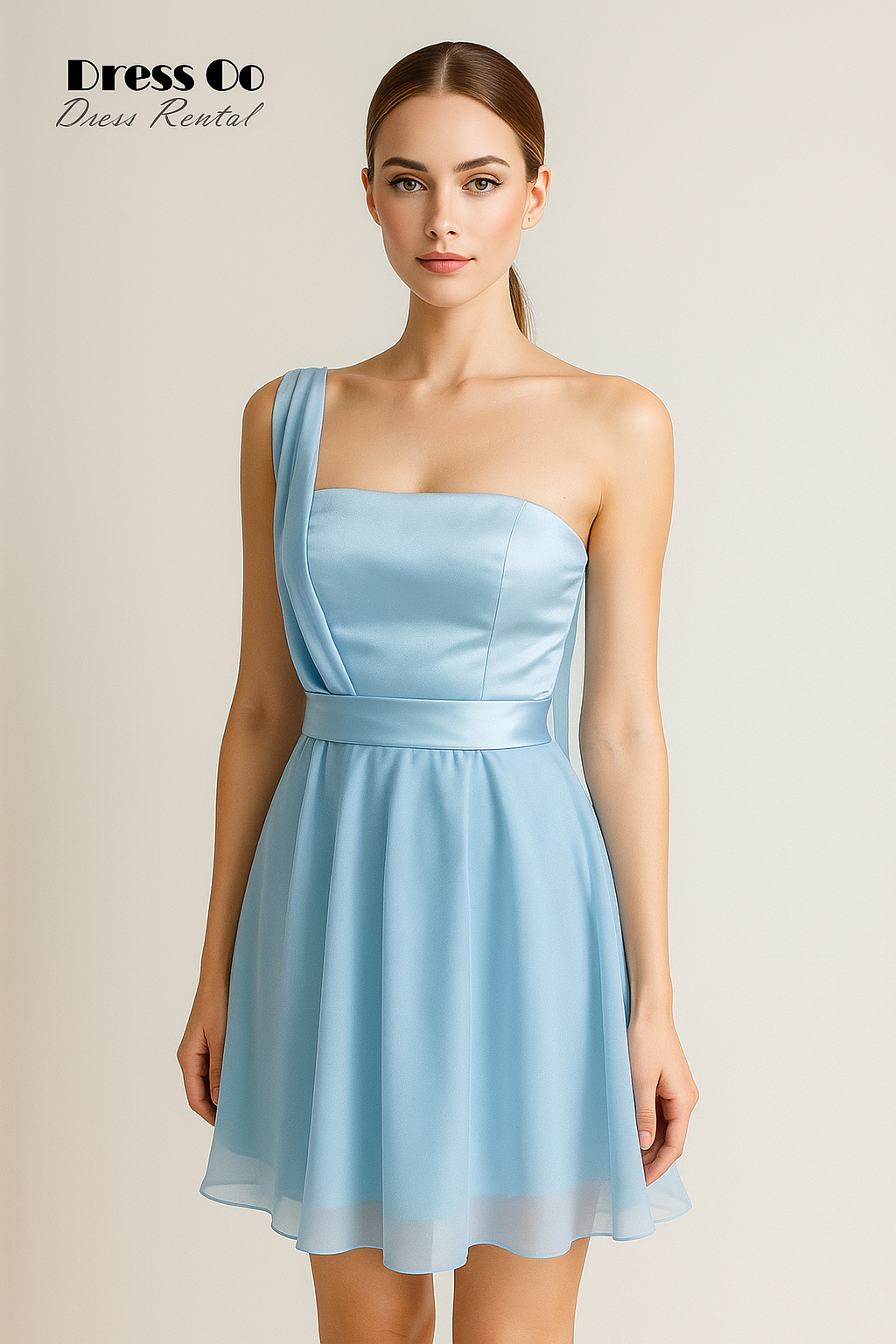 Light Blue One-Shoulder Dress