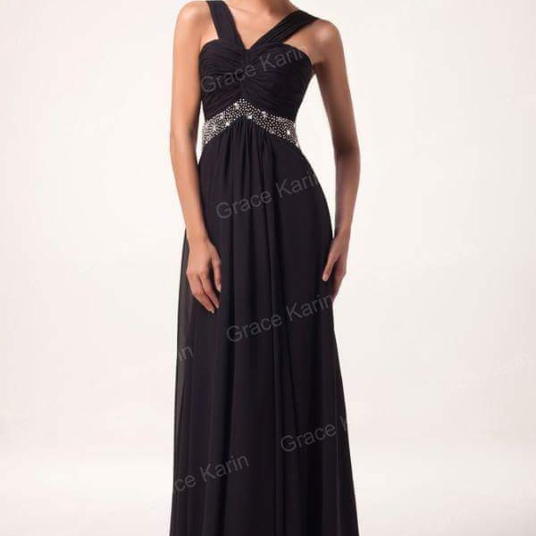 Elegant One-Shoulder Black Dress
