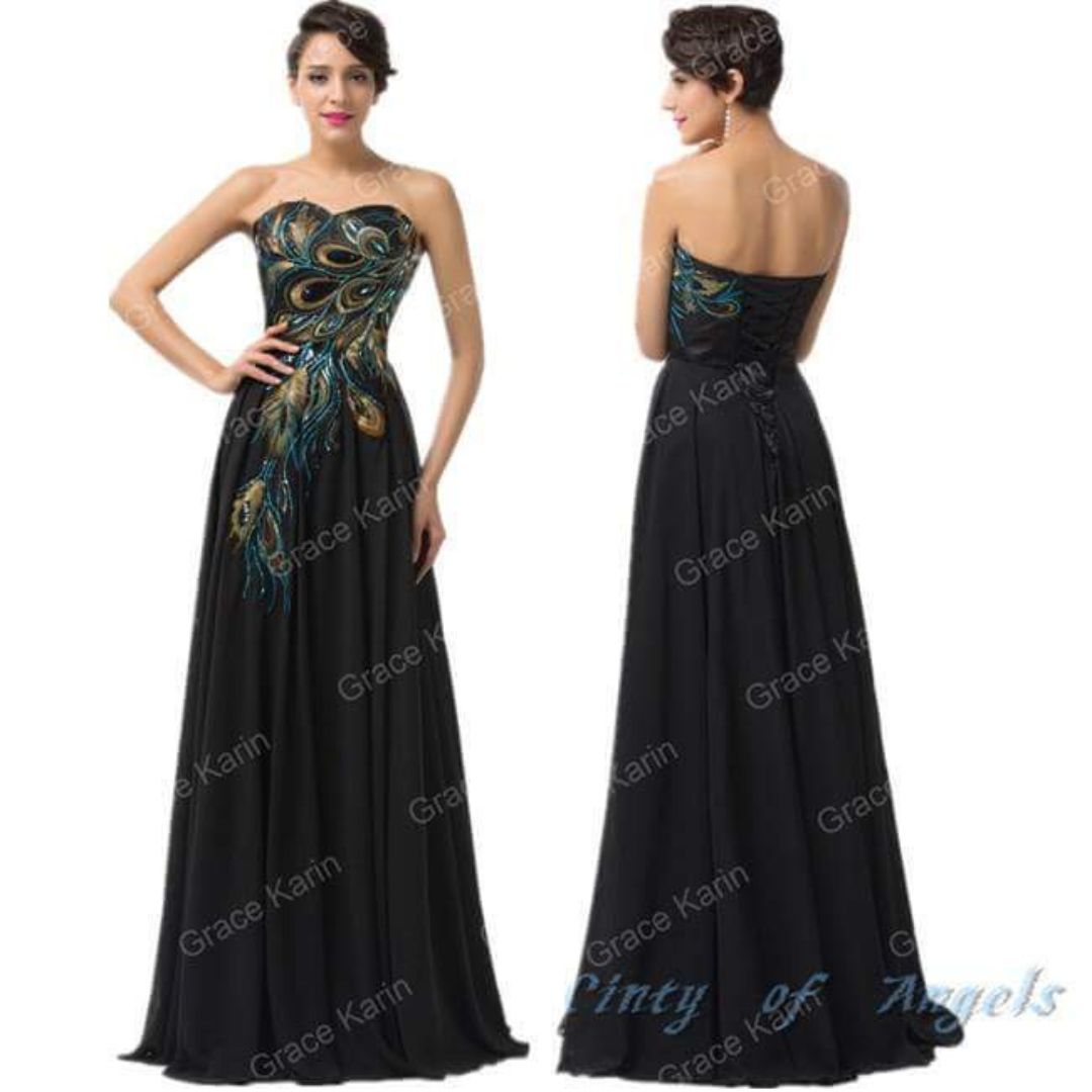 Grace Karin Peacock Embroidered Gown