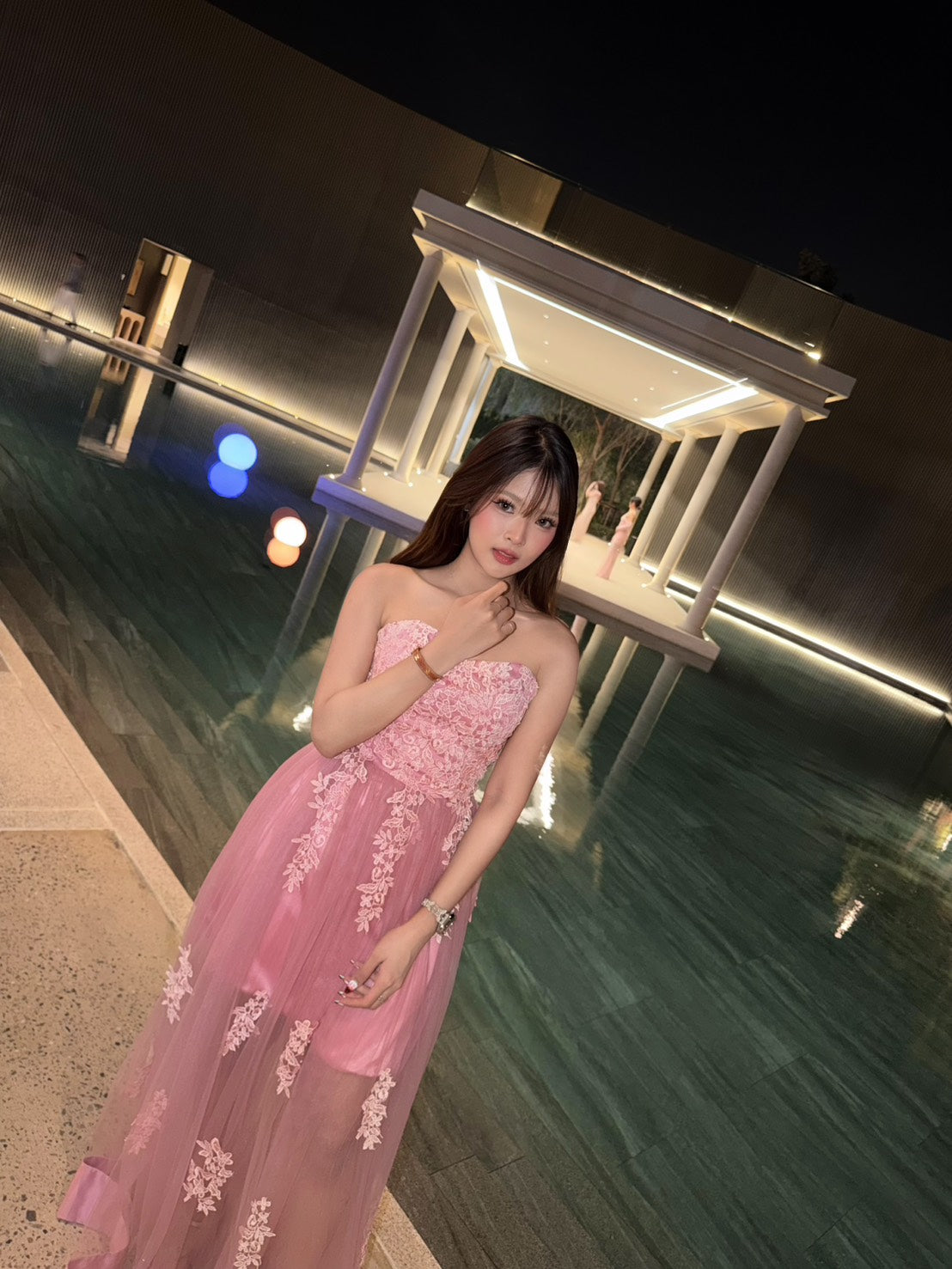 ชุดราตรีสีชมพูหวาน | Pink Evening Dress for Airline Crew Event