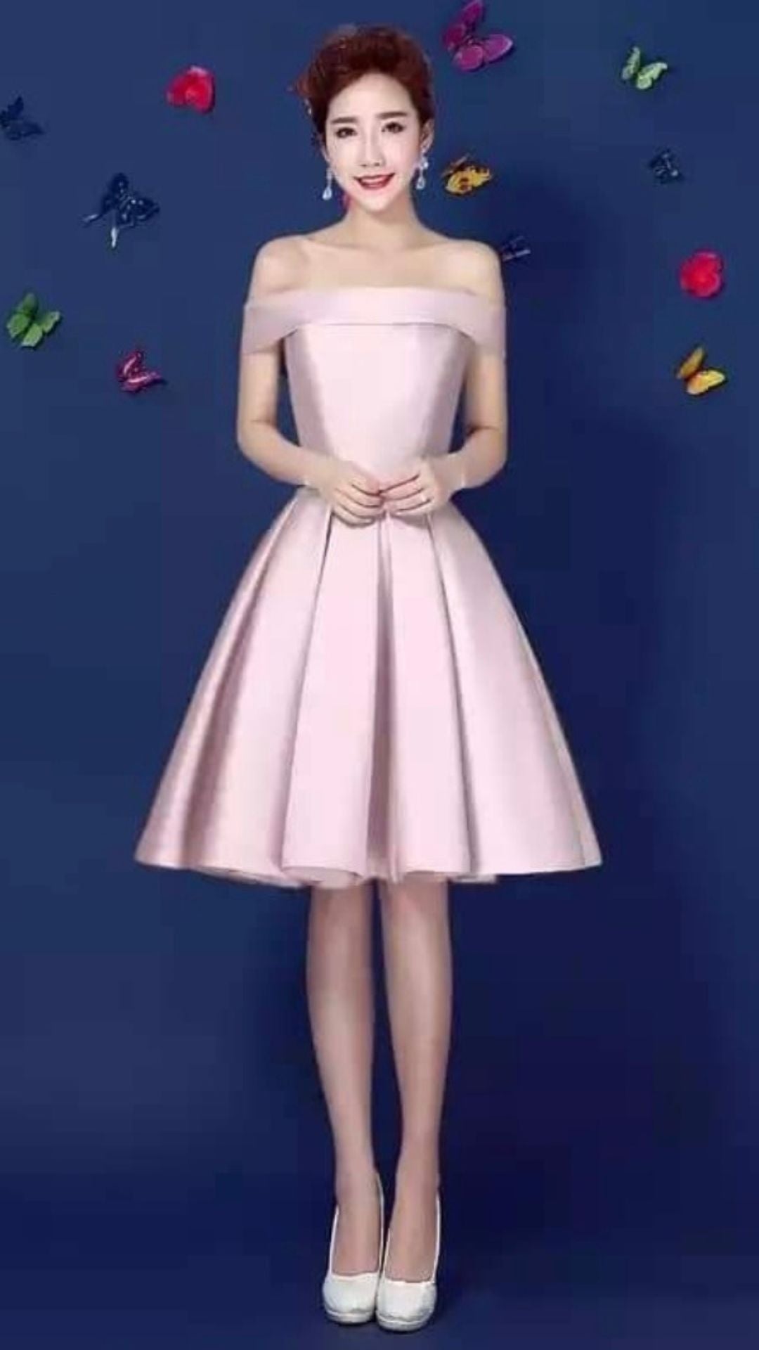 Pink Off-Shoulder Party Dress