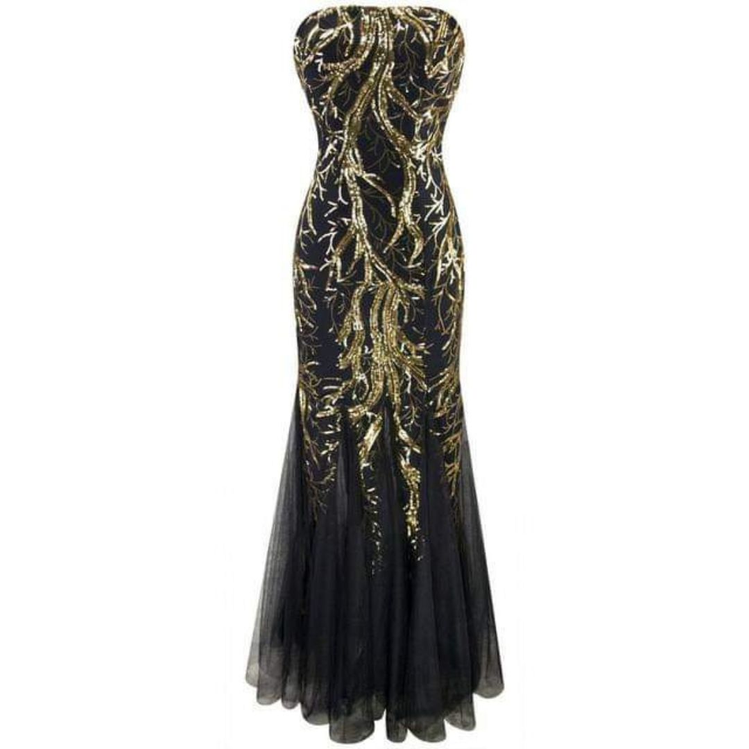 Mermaid Gold Sequins Evening Dress