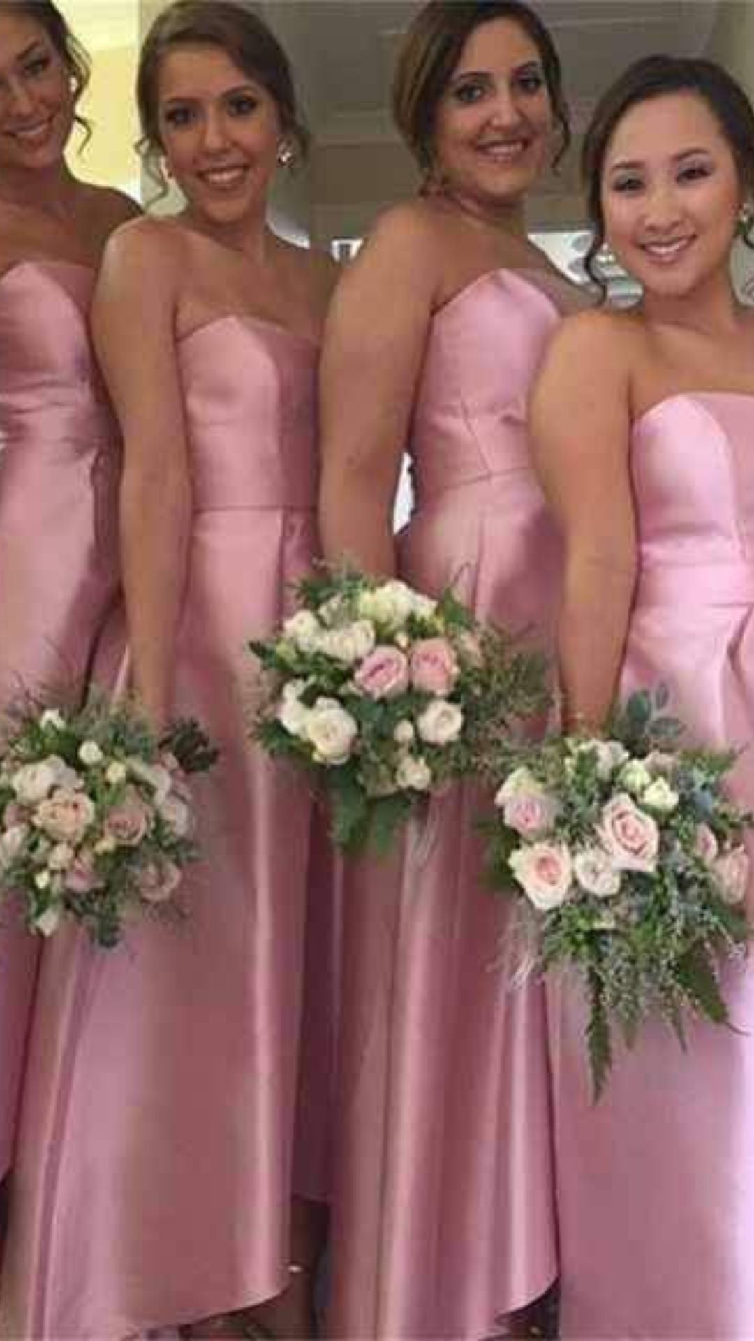 เดรสเรียบหรูผ้าซาตินชมพู / Satin Bridesmaid Pink Dress