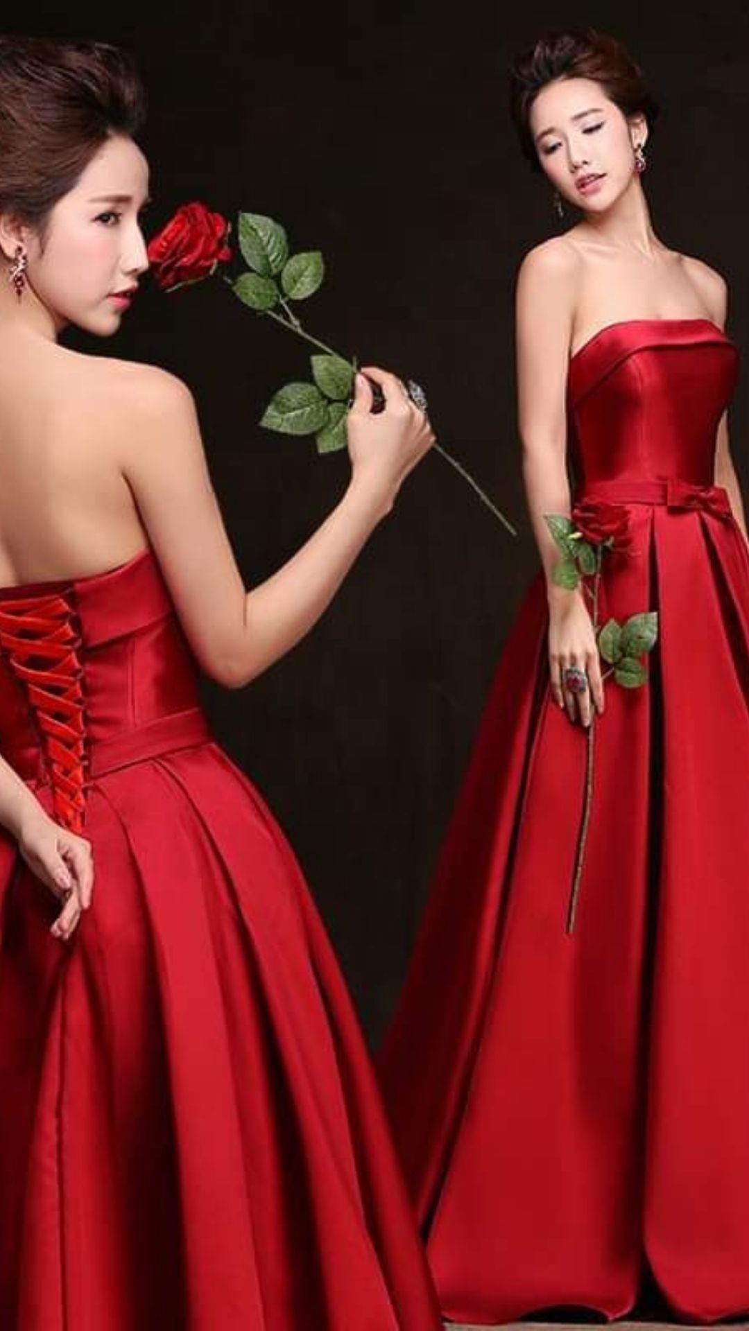 Red Satin Corset Gown / ชุดราตรีคอร์เซ็ทผ้าซาตินแดง