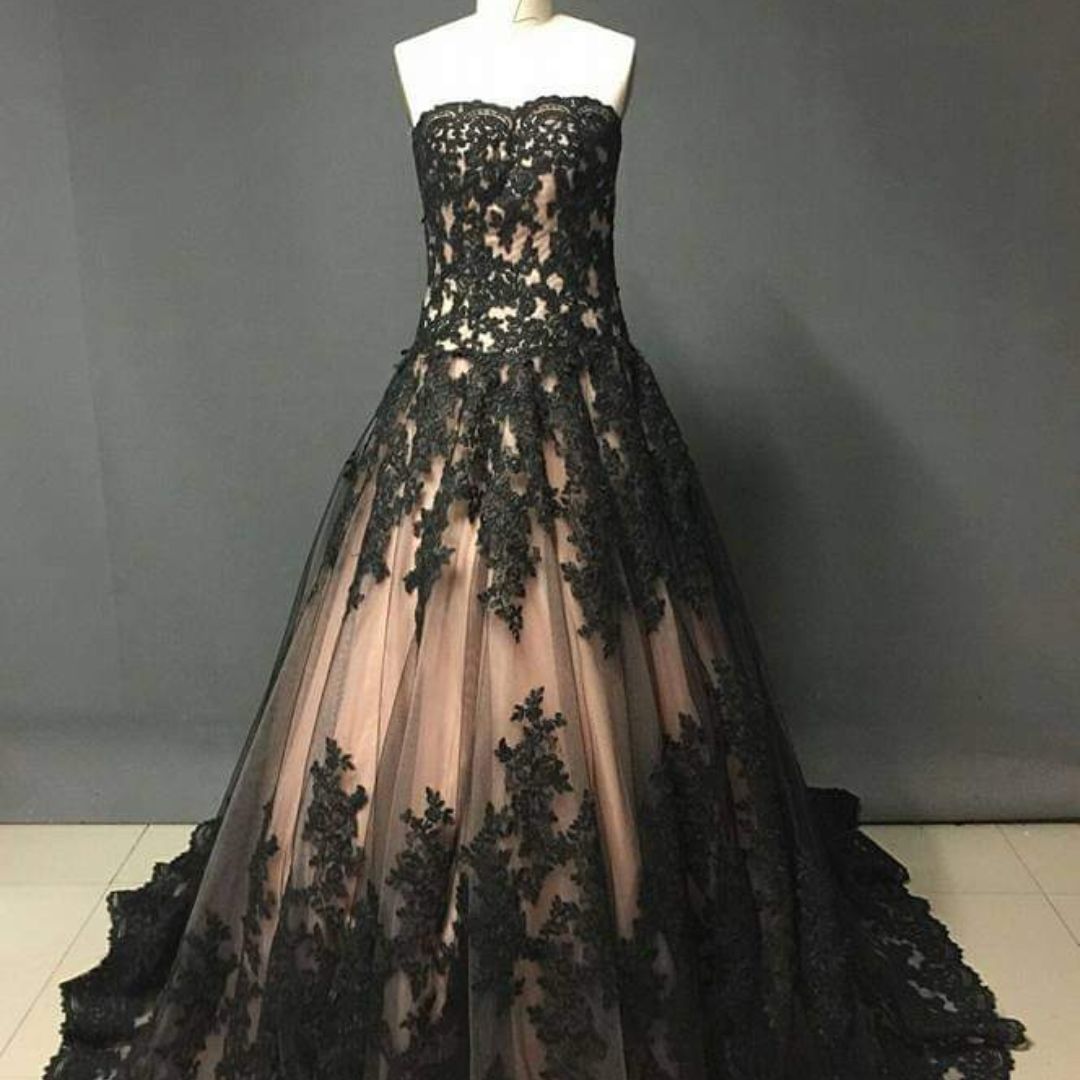 Black Lace Ball Gown