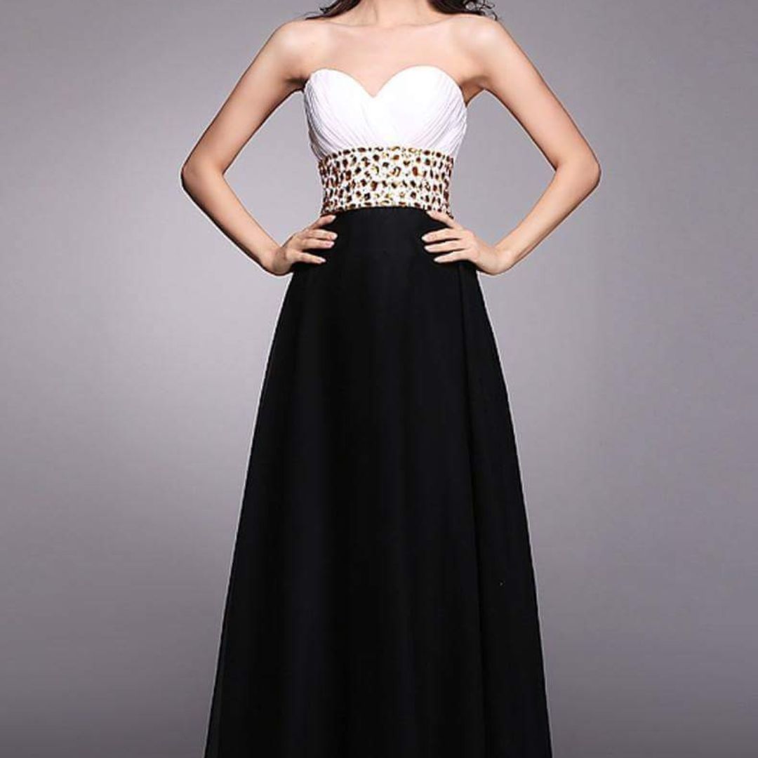 Black & White Strapless Gown