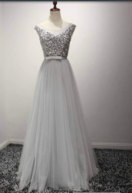Silver Glitter Tulle Gown