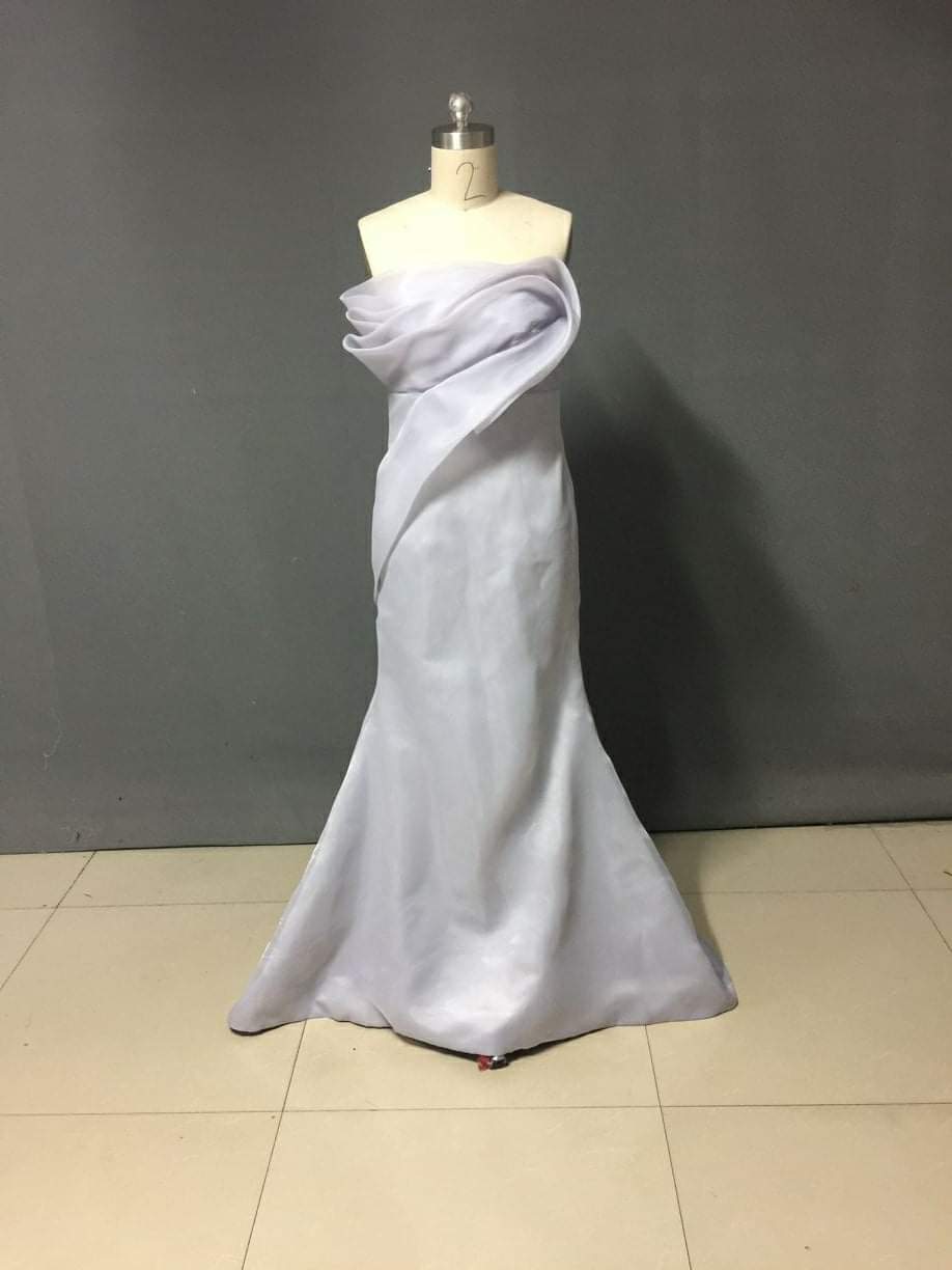 Silver One-Shoulder Satin Gown