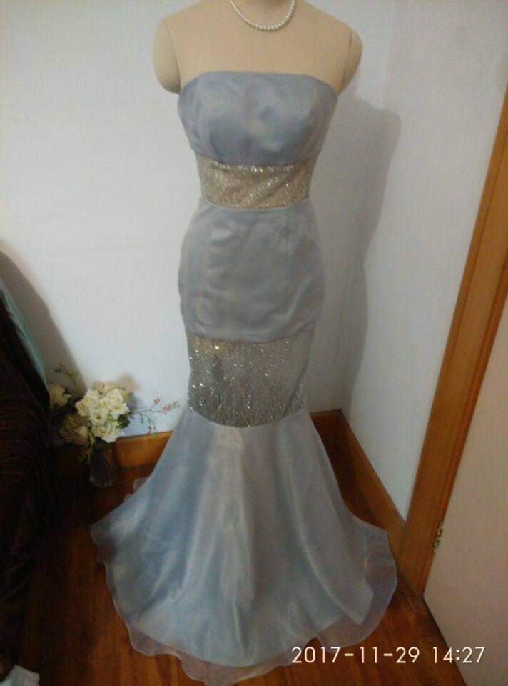 Silver Panel Cut Mermaid Dress