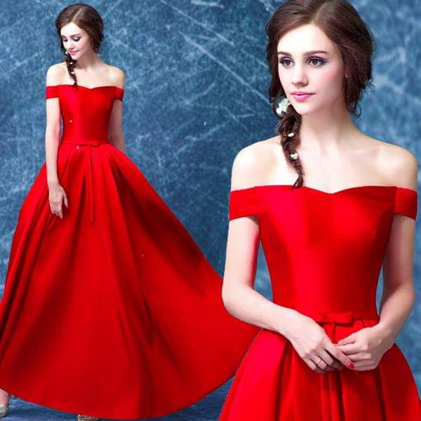 Red Off-Shoulder Gown / ชุดราตรีเปิดไหล่สีแดง