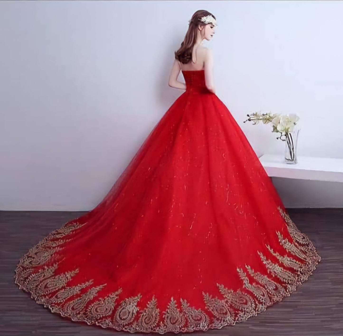 Ball-Gown-Red-Gold-Embroidered