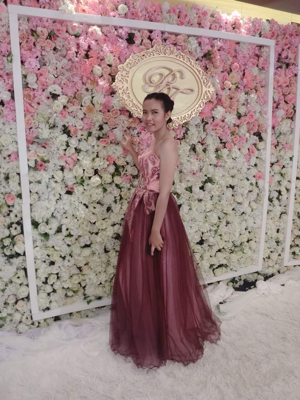 Two-Tone Burgundy and Pink Dress