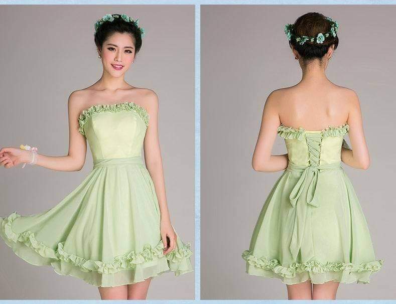 Green Ruffle Short Dress