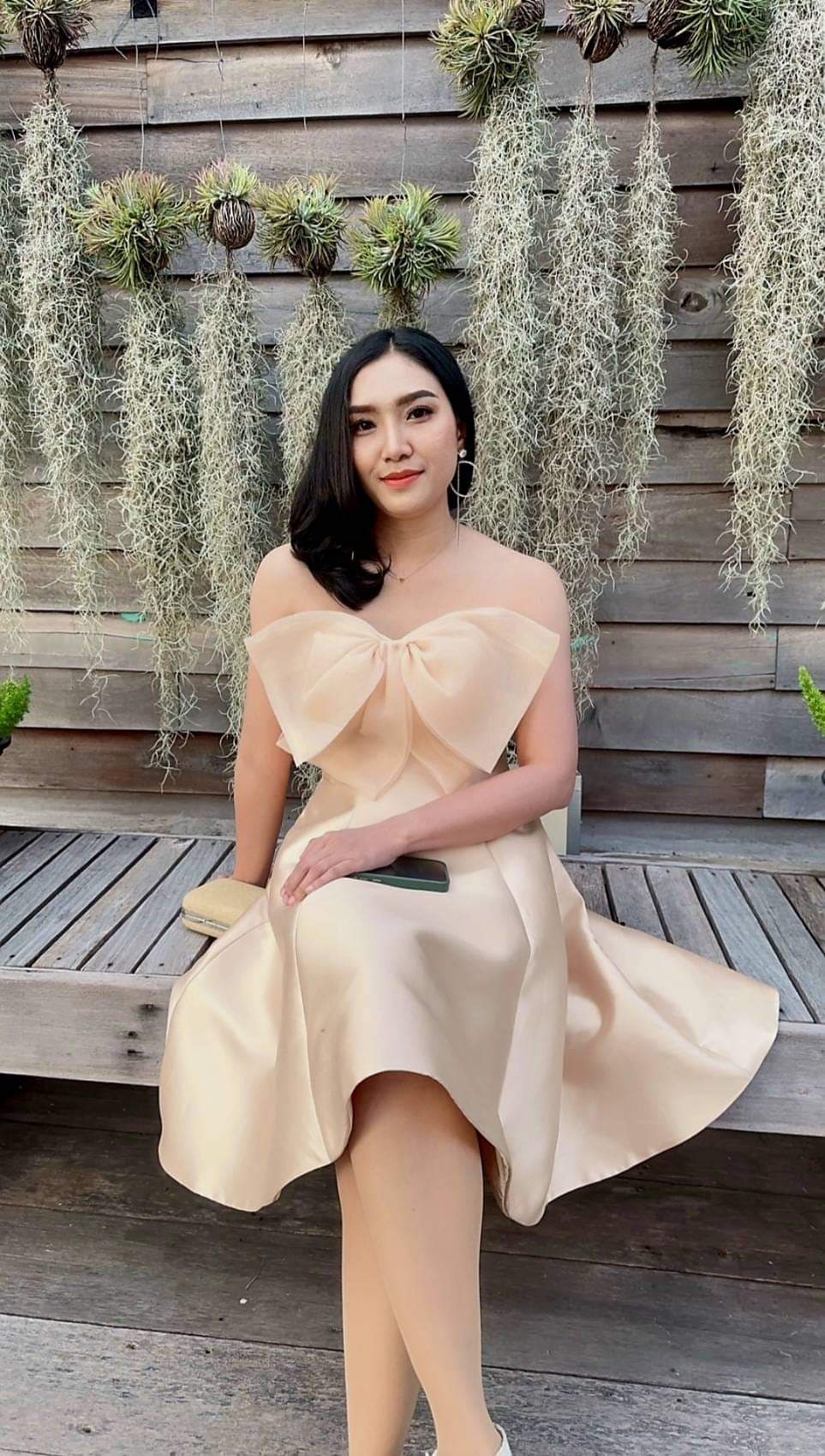 เดรสนู้ดโบว์หน้า / Nude Bow Dress