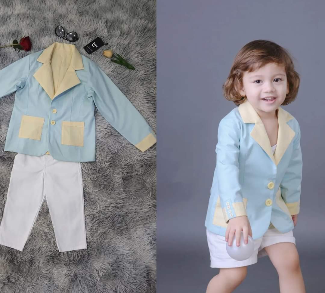 Reversible Kids Suit - Mint &amp; Yellow + White Pants | Reversible Kids Suit - Mint &amp; Yellow