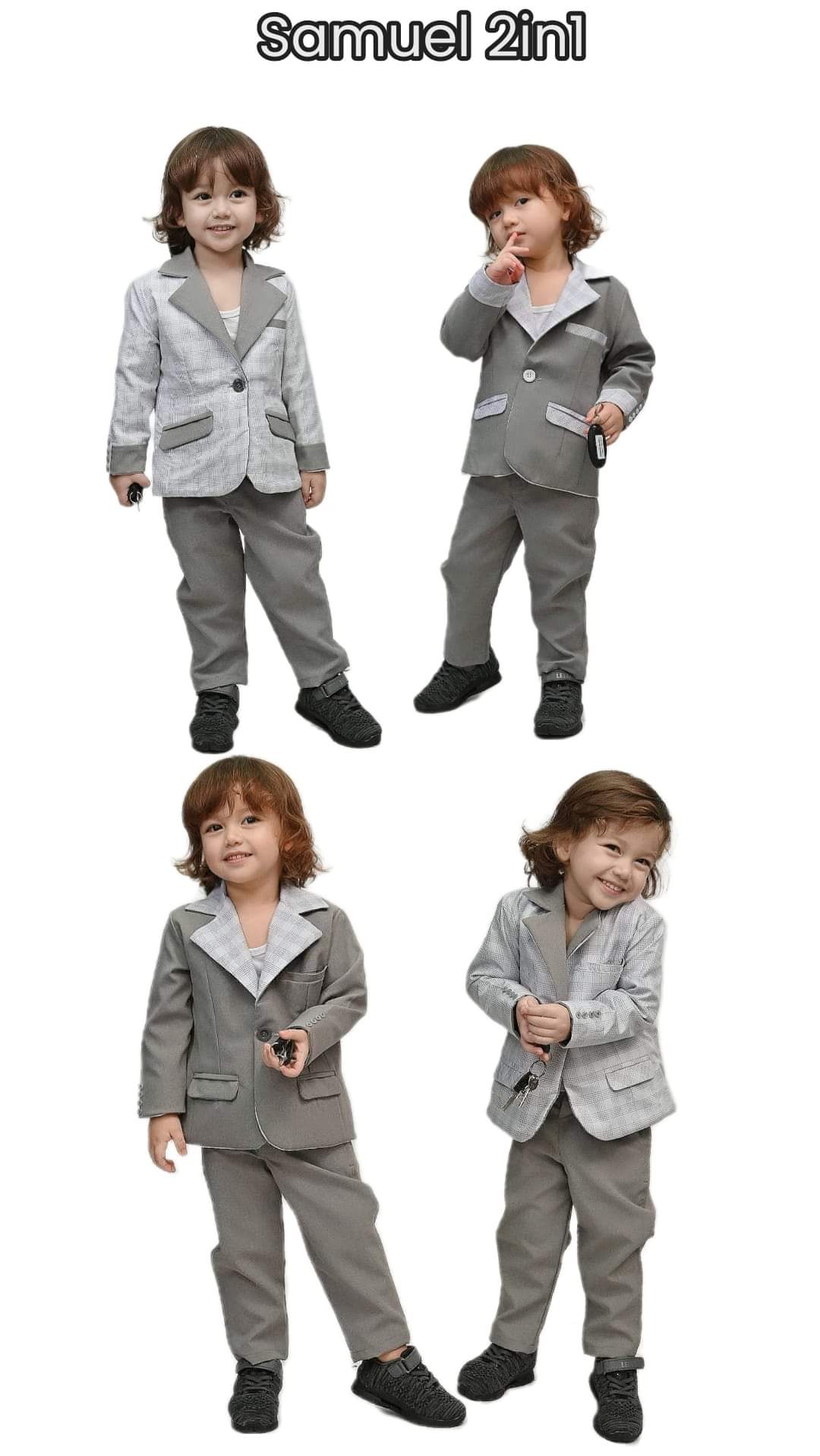 Reversible Kids Suit Grey &amp; Plaid