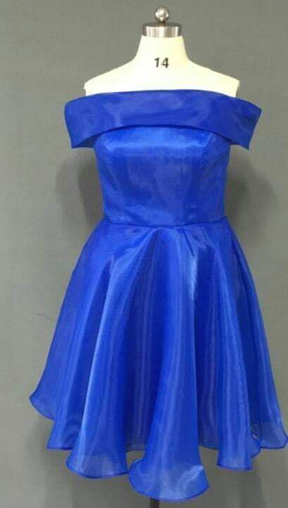 Royal Blue Chiffon Off-Shoulder Short Dress