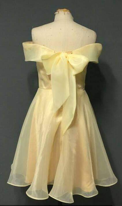 Cream Chiffon Off-Shoulder Short Dress