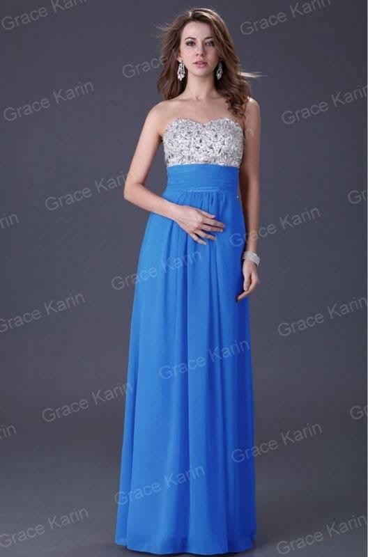 Blue Gown with Silver Sequin Bust