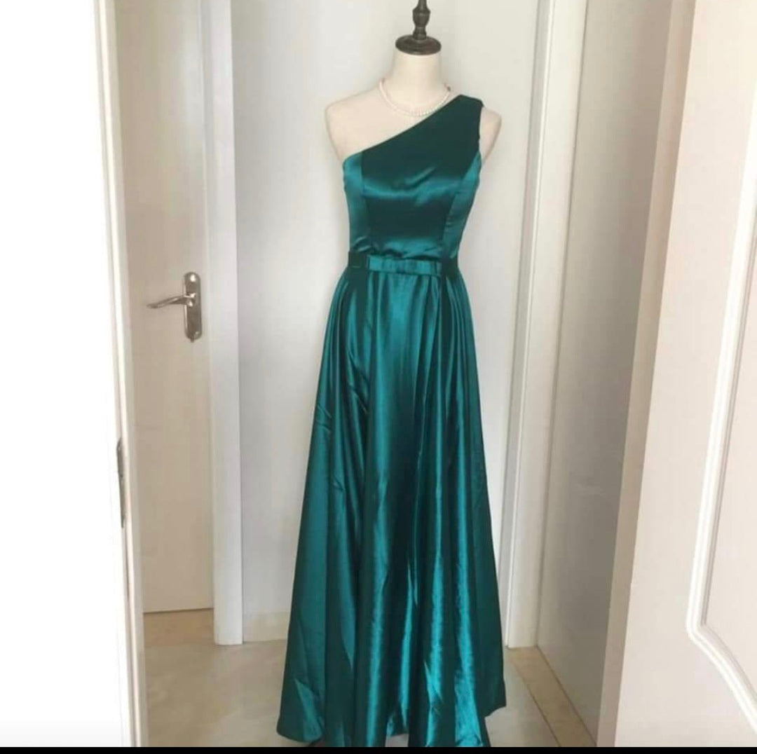 Satin One-Shoulder Dress