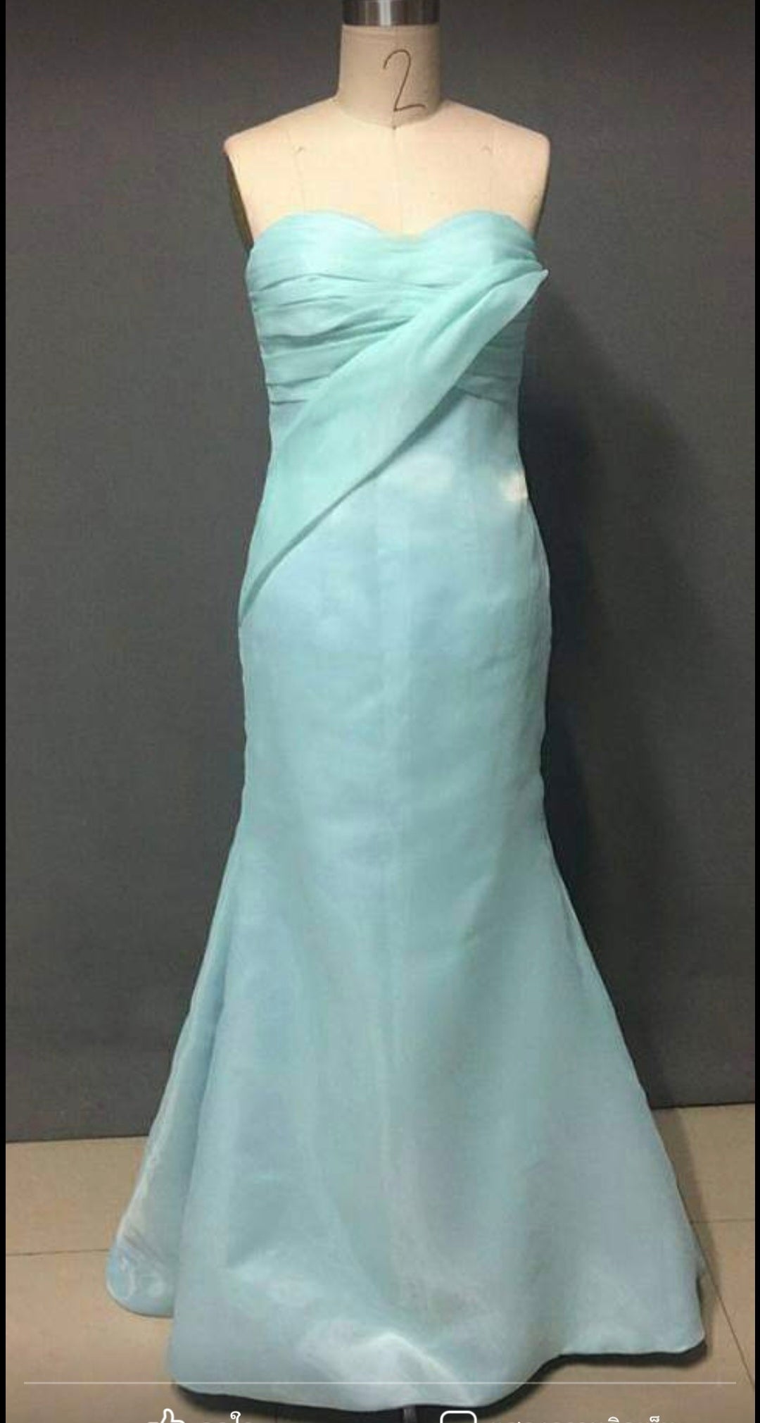 Strapless Aqua Mermaid Gown