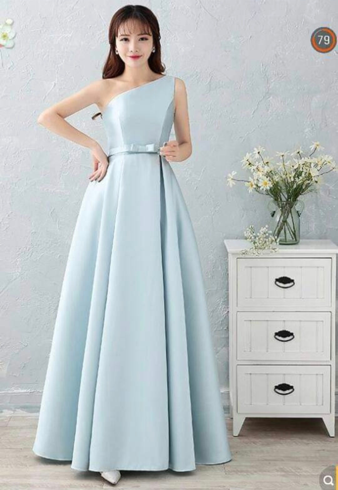 One Shoulder Light Blue Dress