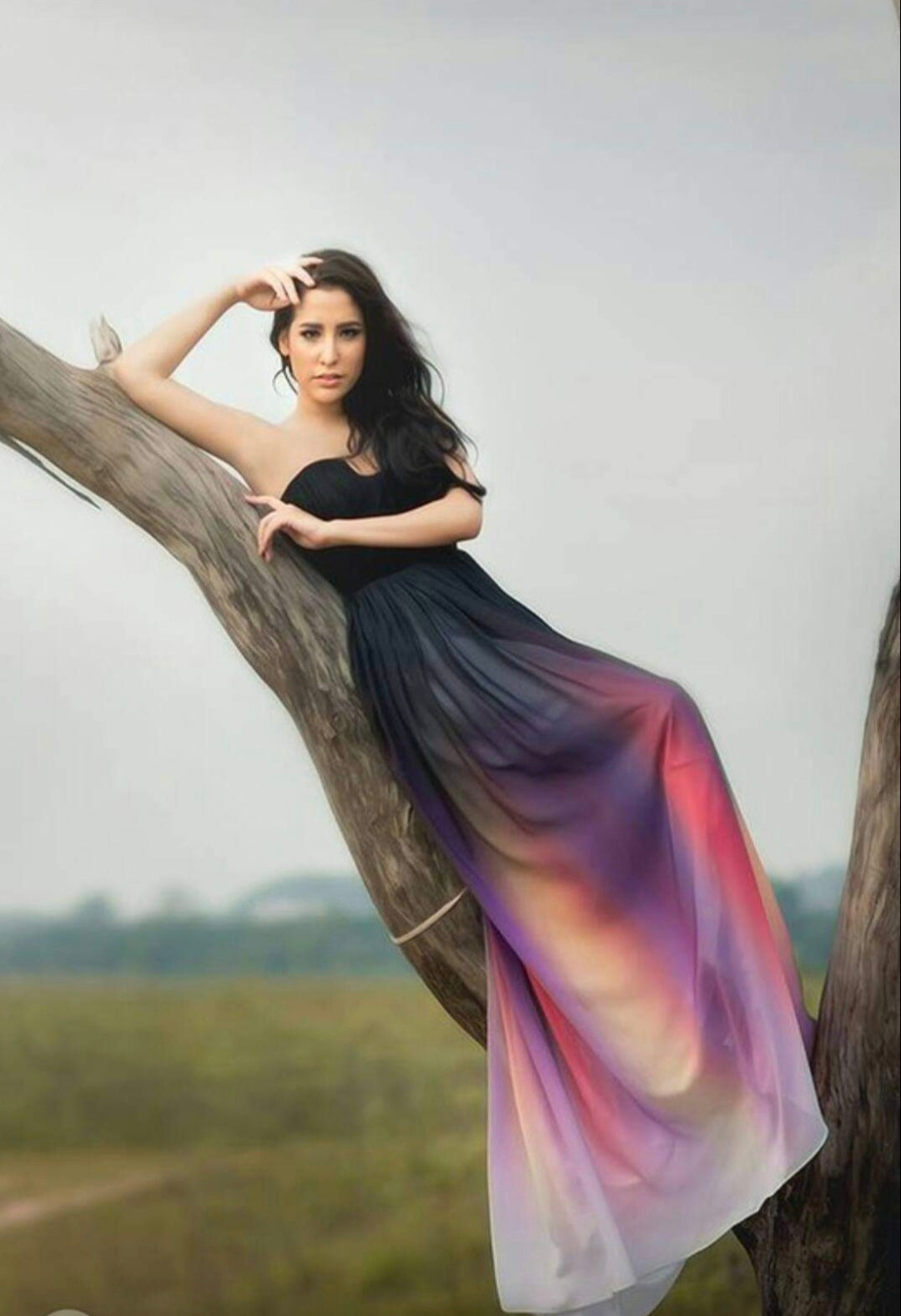 Sunset Gradient Chiffon Dress