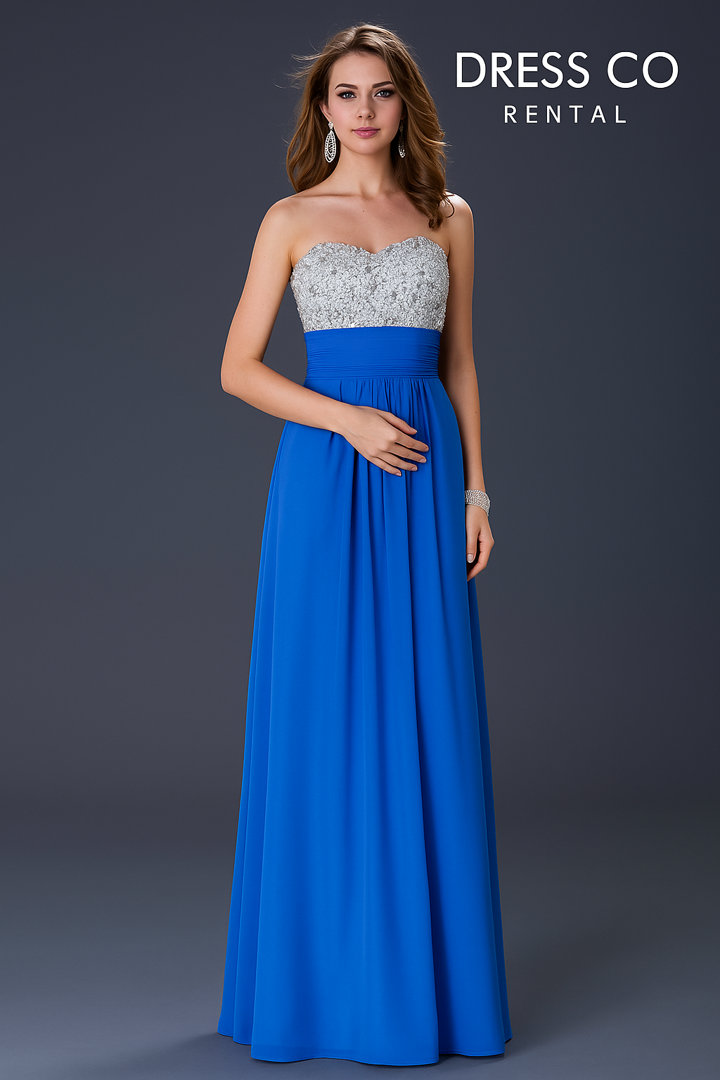 Blue Gown with Silver Sequin Bust