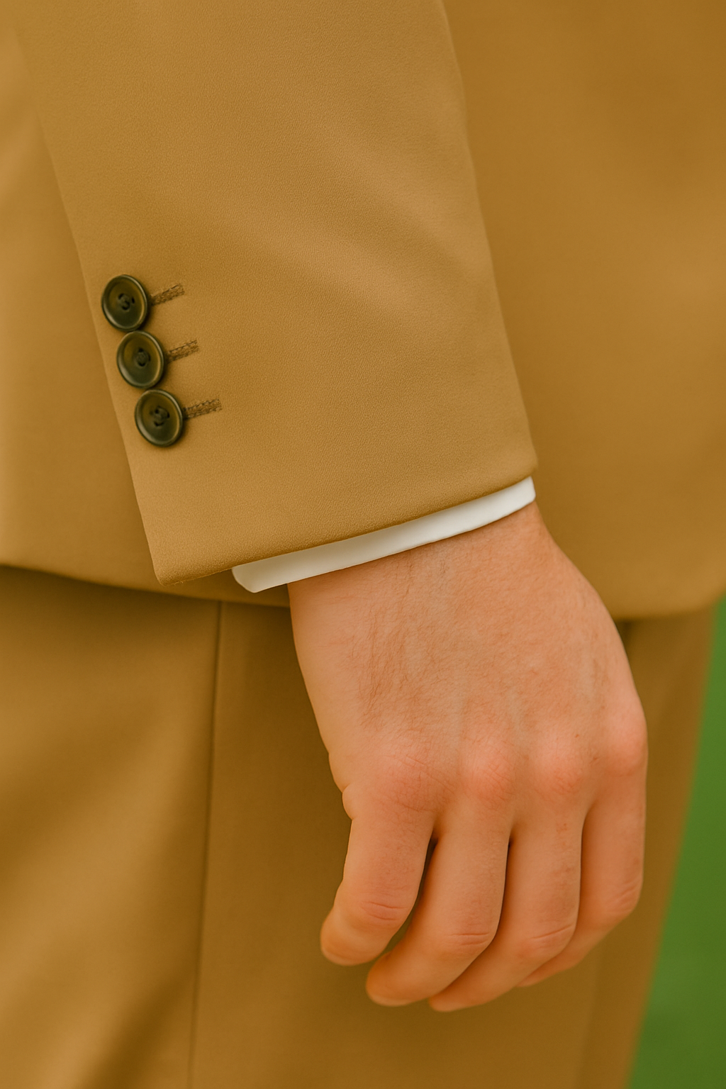สูทเจ้าบ่าวเช่าตัดใหม่ สีคาราเมลทอง | Caramel Gold Groom Suit for Rent