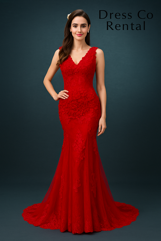 Red Mermaid Gown / ชุดราตรียาวทรงหางปลาแดง