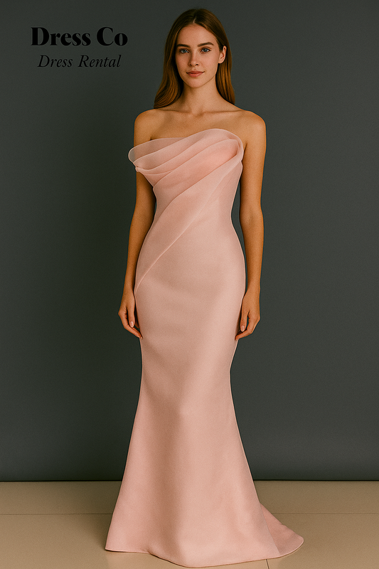 เดรสทรงหางปลาแต่งผ้าระบาย / Mermaid Layered Pink Dress