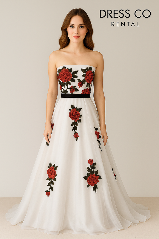 White Rose Embroidered Gown