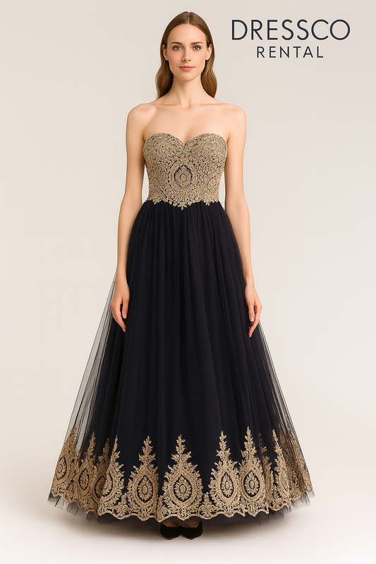 Black Vintage Floral Gown
