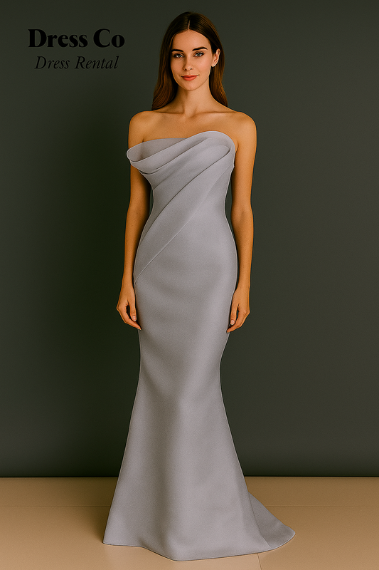 Silver One-Shoulder Satin Gown