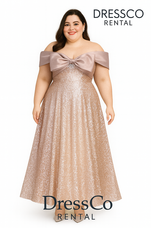 Pink Glitter Gown with Large Bow