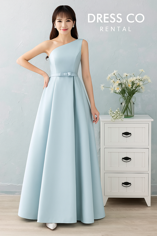 One Shoulder Light Blue Dress