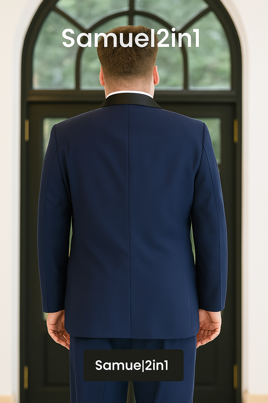 สูทเช่าตัดใหม่ สีกรม ทรงเข้ารูป (คอปกหรู) ไซส์ S–XL   Navy Blue Formal Suit – Slim Fit (Peak Lapel)