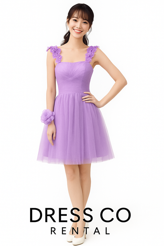 Lavender Flower Embellished Dress