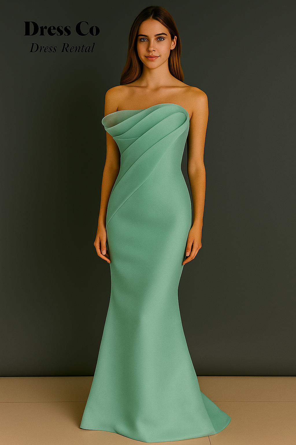 Strapless Aqua Mermaid Gown