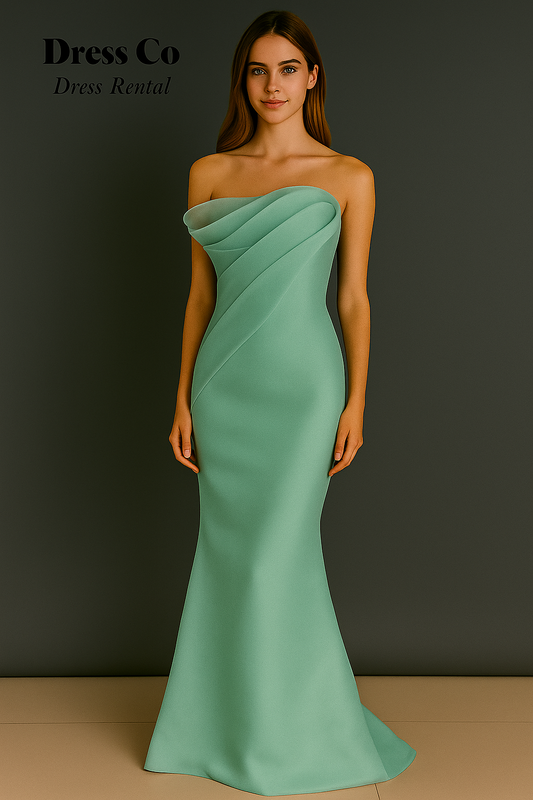 Strapless Aqua Mermaid Gown