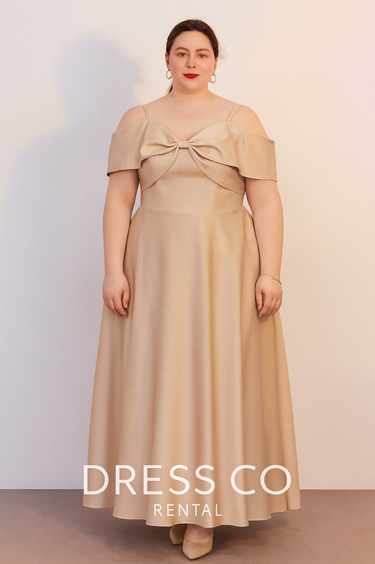 เดรสโบว์ออฟโชลเดอร์ สีครีม (3XL)