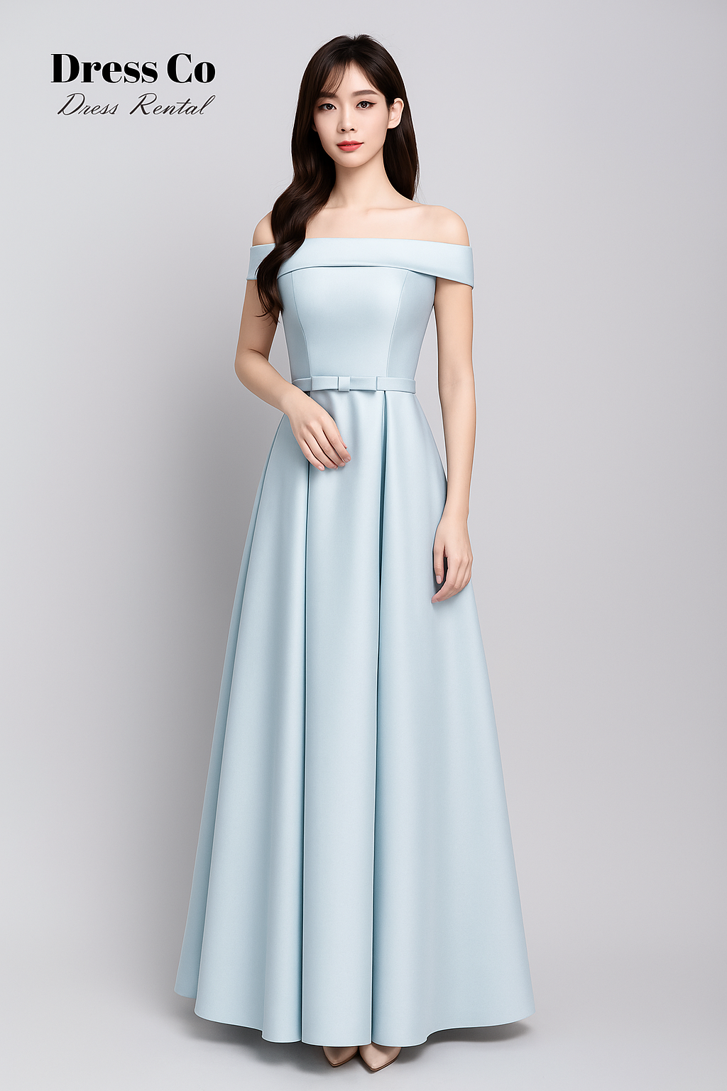 Off-Shoulder Pale Blue Gown