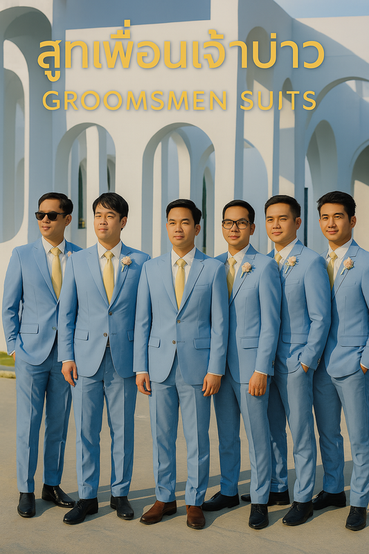 สูทเพื่อนเจ้าบ่าวสีฟ้า ตัดใหม่ให้เช่า | Blue Groomsmen Suits for Rent