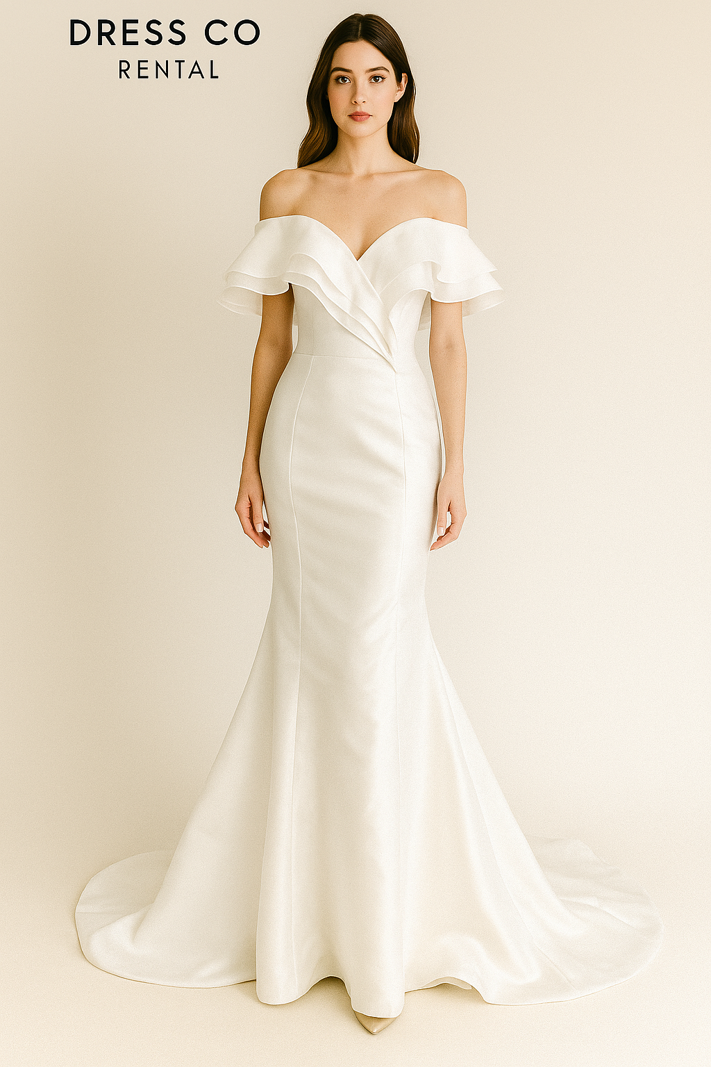 モダンな白いマーメイドドレス
